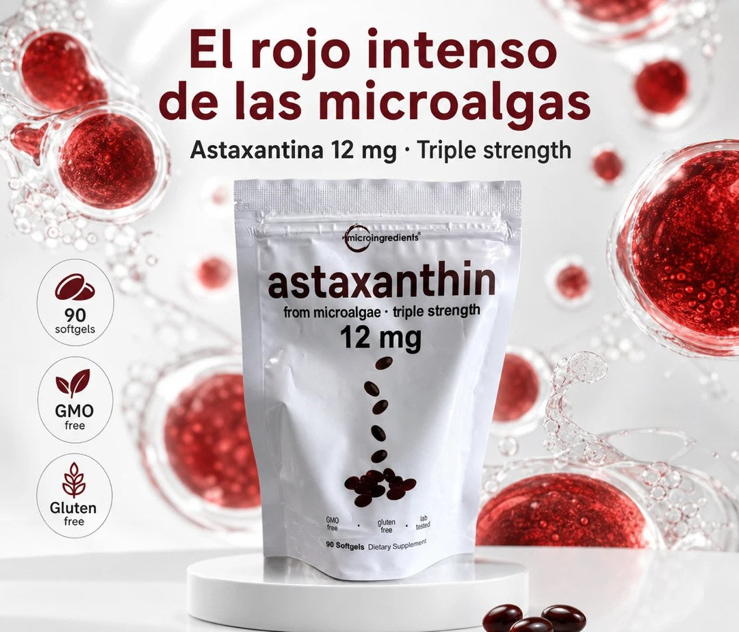 Astaxantina MicroIngredients 12 mg · 90 softgels