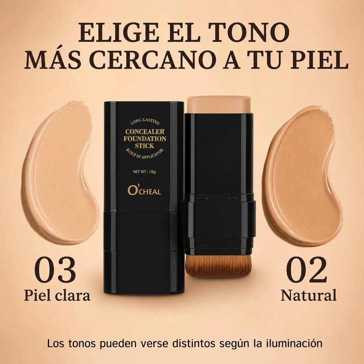 Guía de los tonos Natural y Piel clara de la base O'Cheal