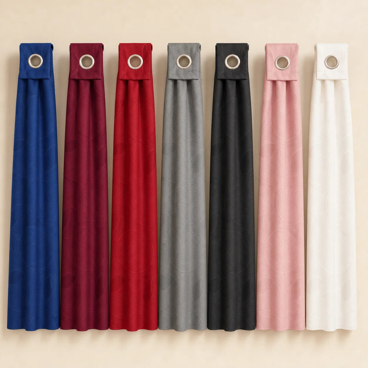 Siete colores disponibles de las cortinas Jacquard