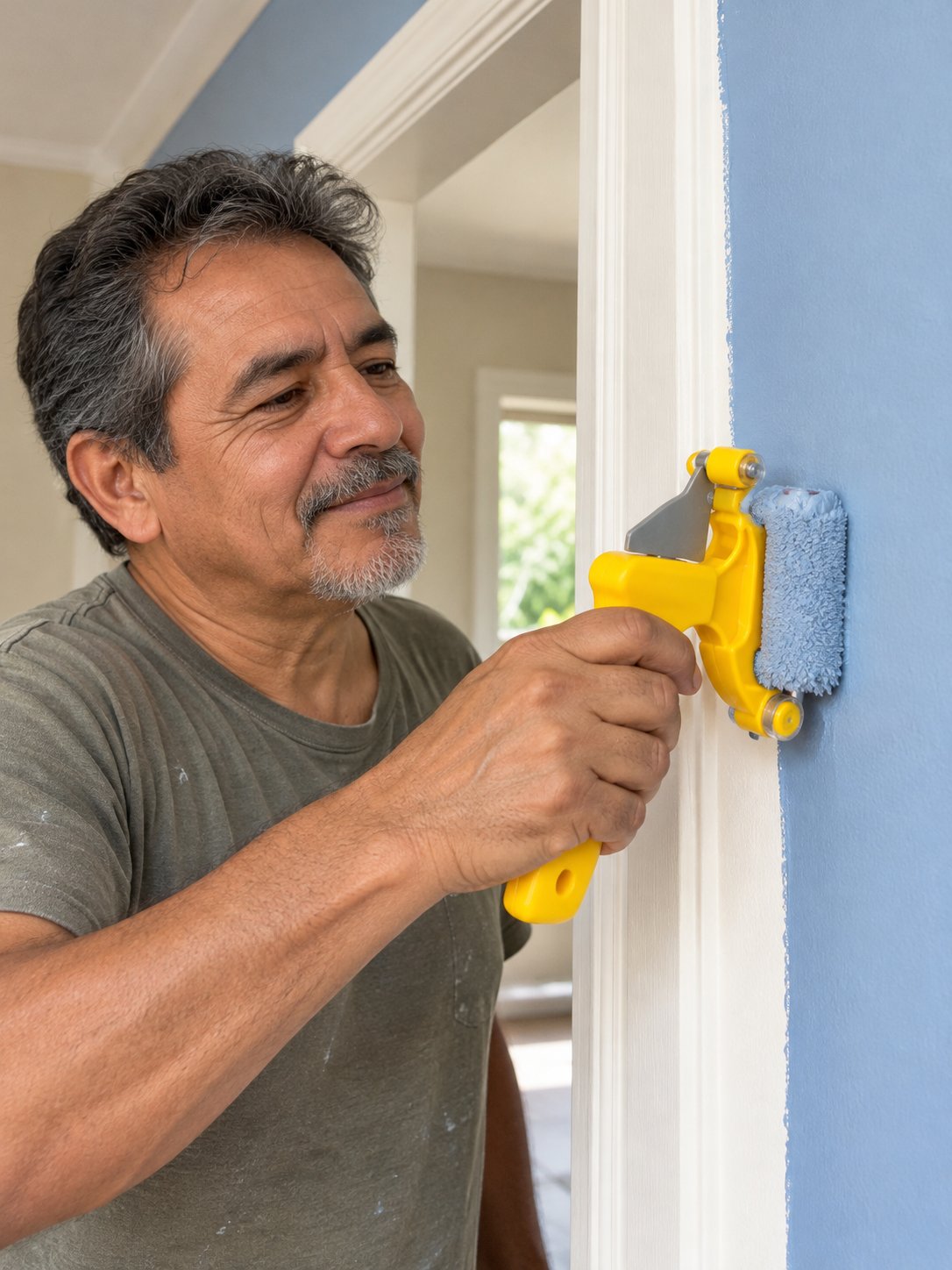 Pintando junto al marco de la puerta