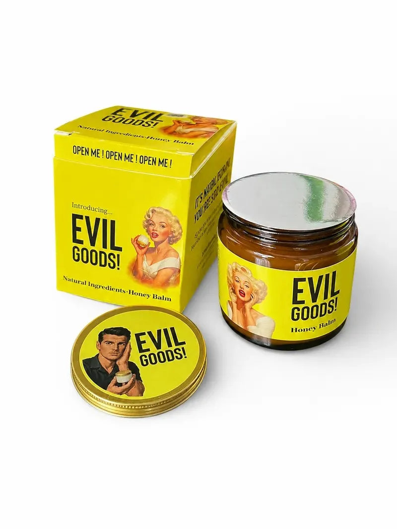 Sebo de Res con Miel Evil Goods · frasco de vidrio ámbar de 100 ml con su caja