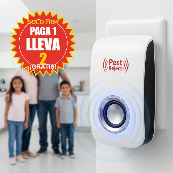 Repelente Ultrasónico de Plagas 2x1 · Paga 1 Lleva 2 · Hogar Sin Químicos
