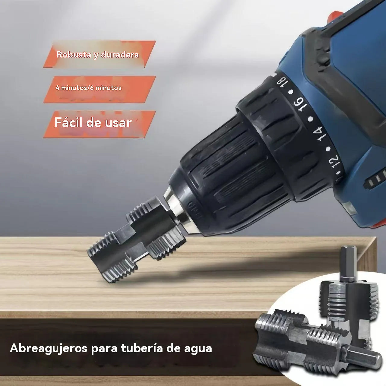 Uso con taladro para preparar roscas