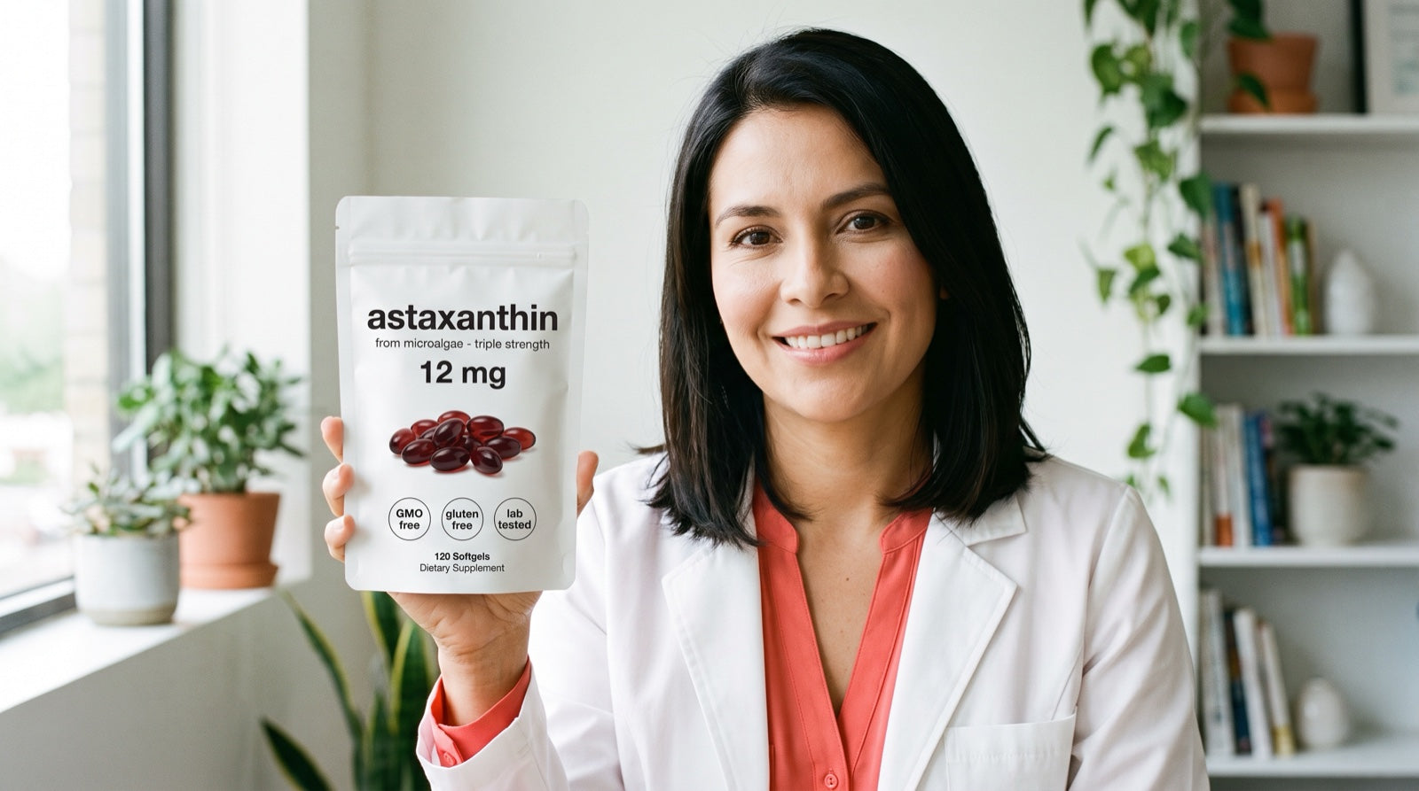 Adriana Molina, nutricionista dietista, con la Astaxantina 12mg de origen marino