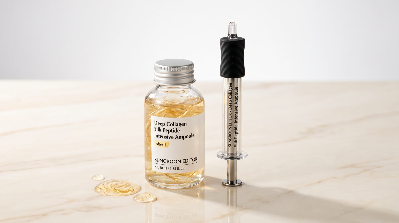 Ampolla Deep Collagen con péptidos de colágeno y seda, vial y aplicador