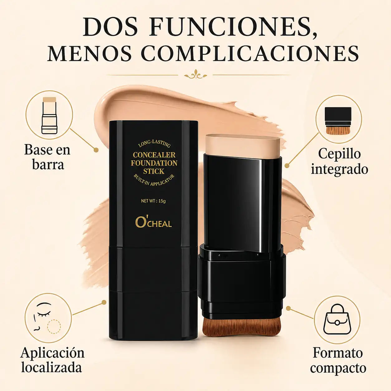 Funciones de la base de maquillaje O'Cheal en barra