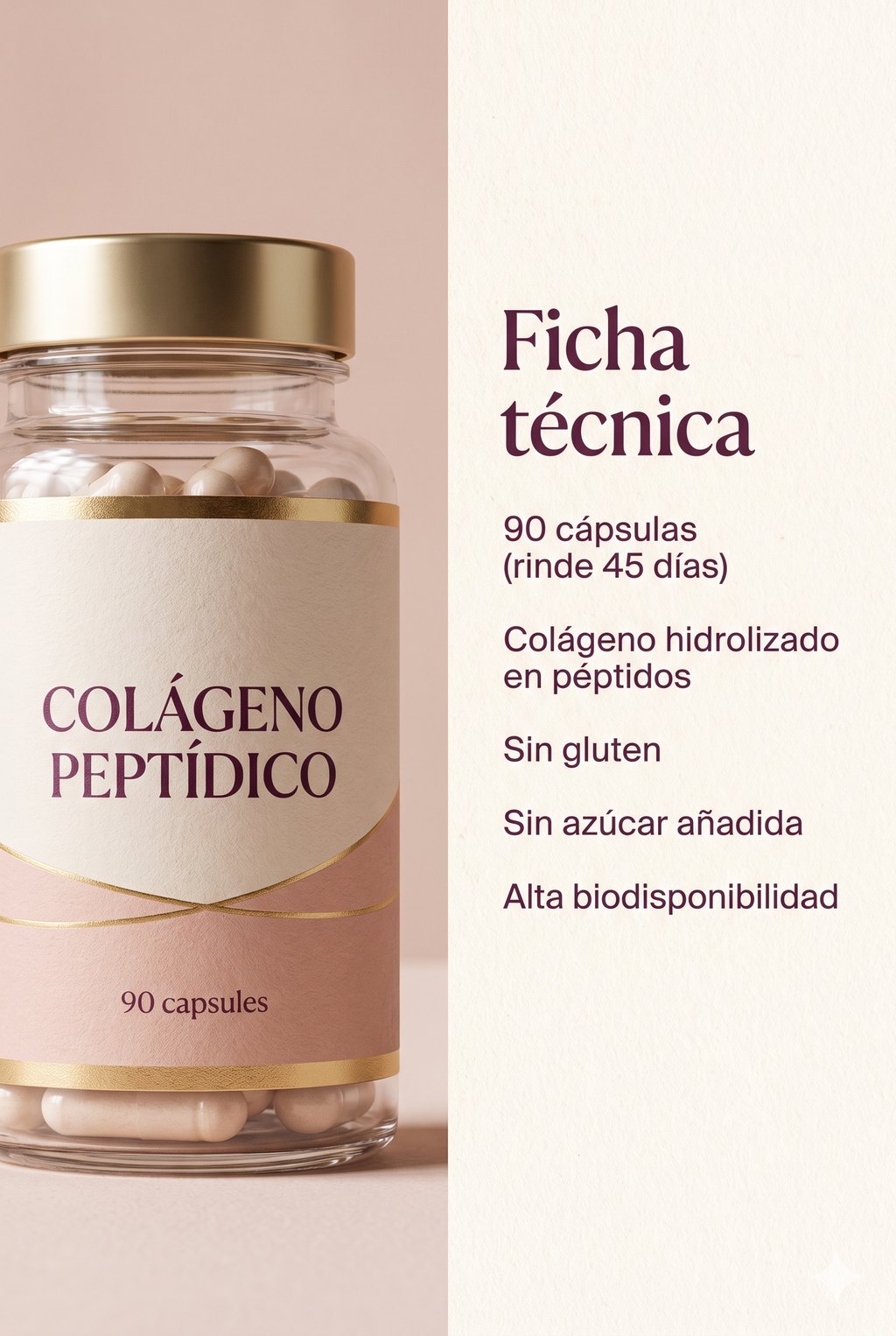 Ficha técnica — 90 cápsulas, sin gluten, sin azúcar