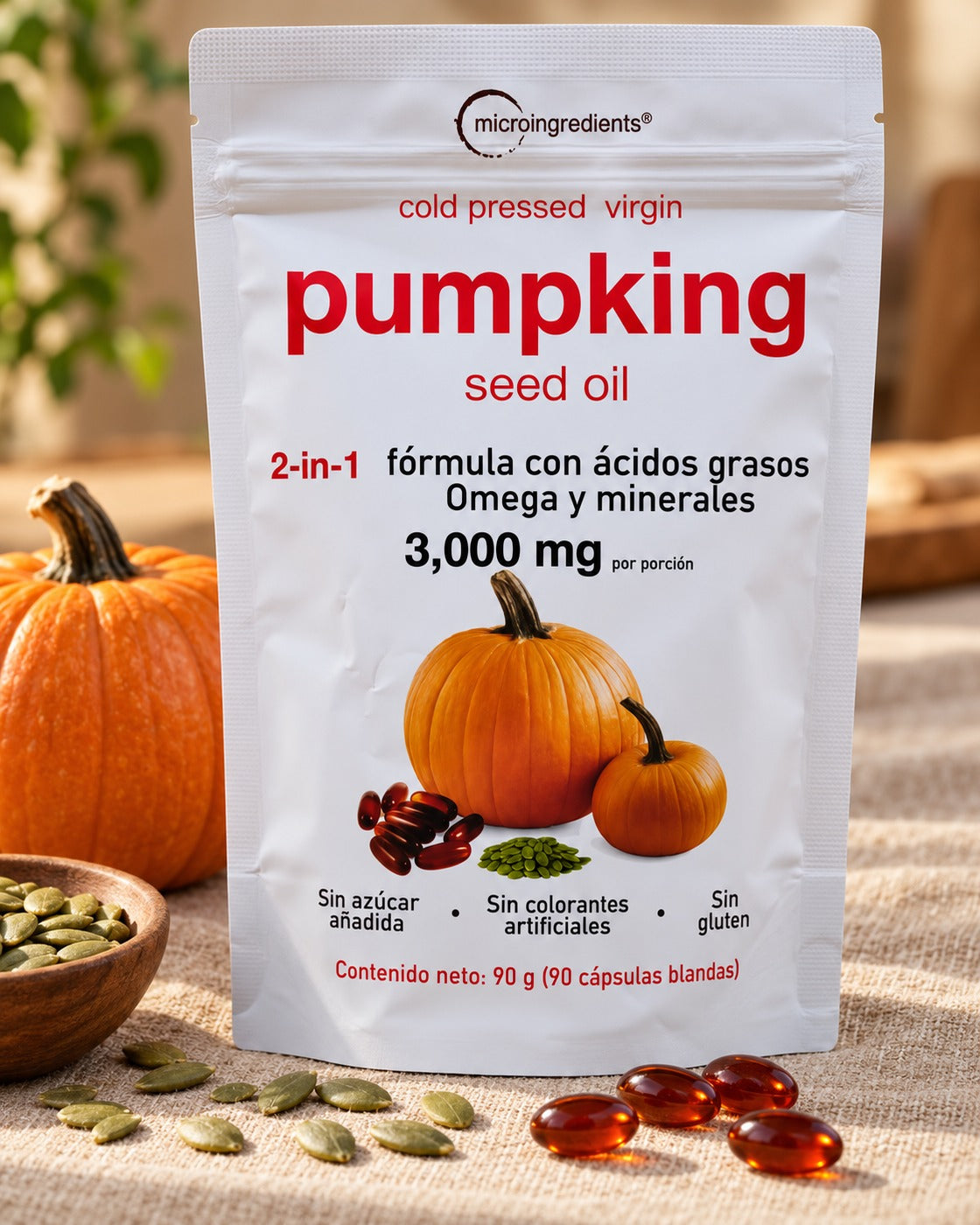 Aceite de semilla de calabaza microingredients, 90 cápsulas blandas