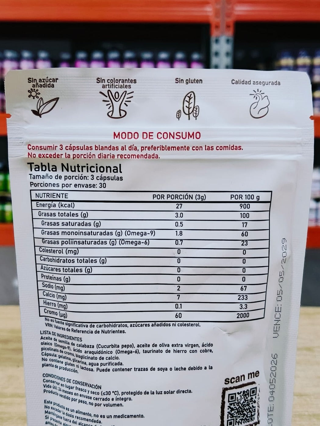 La etiqueta real en español: modo de consumo, tabla nutricional e ingredientes