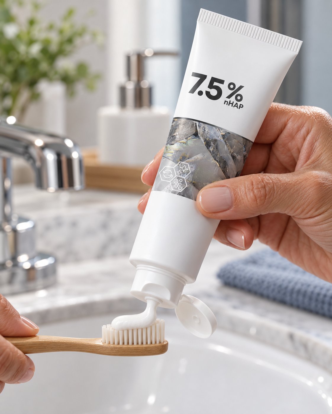Crema dental sobre el cepillo