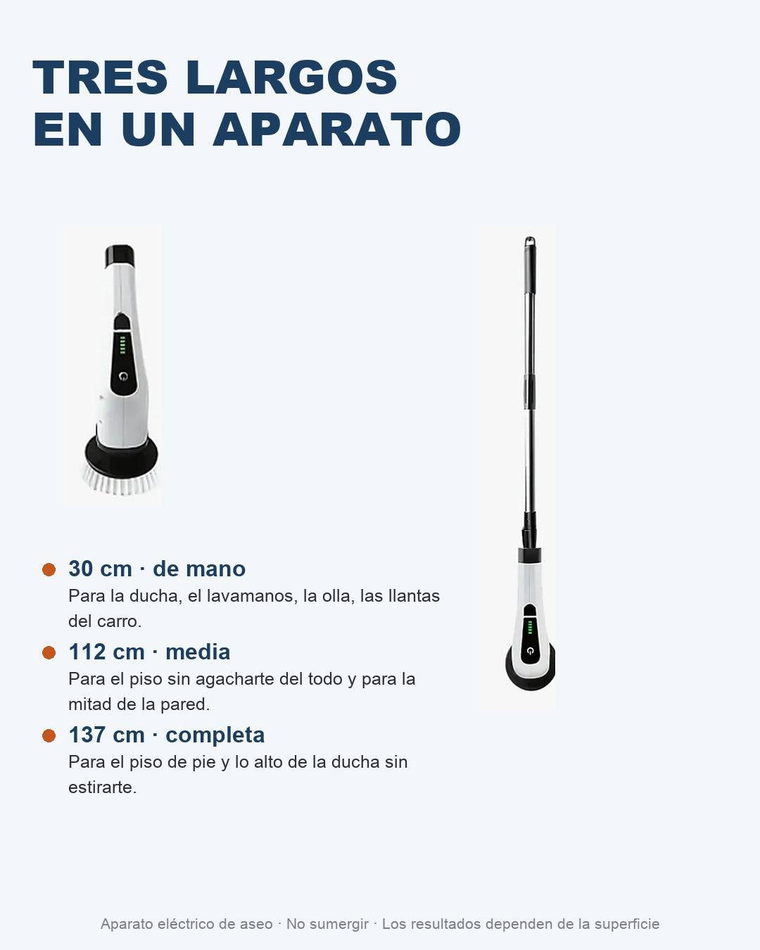 Los tres largos: 30, 112 y 137 cm
