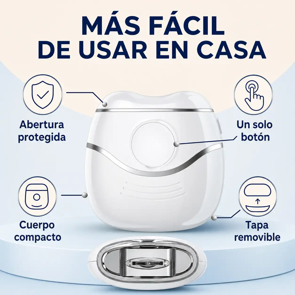 Funciones visibles del cortaúñas eléctrico compacto