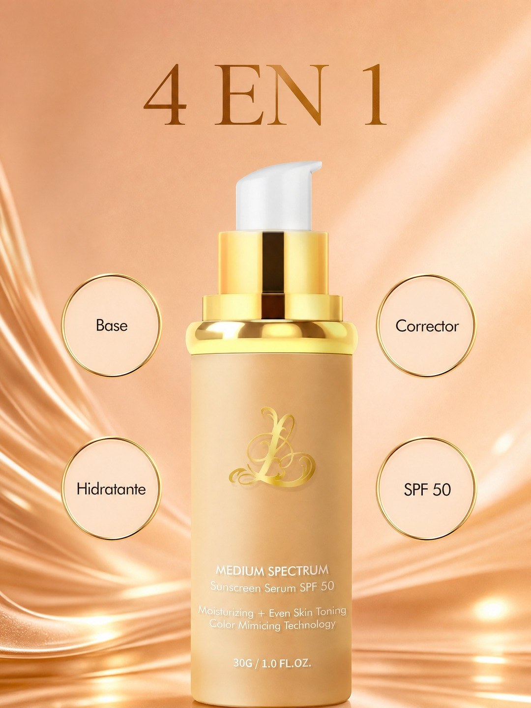4 en 1: base, corrector, hidratante y SPF