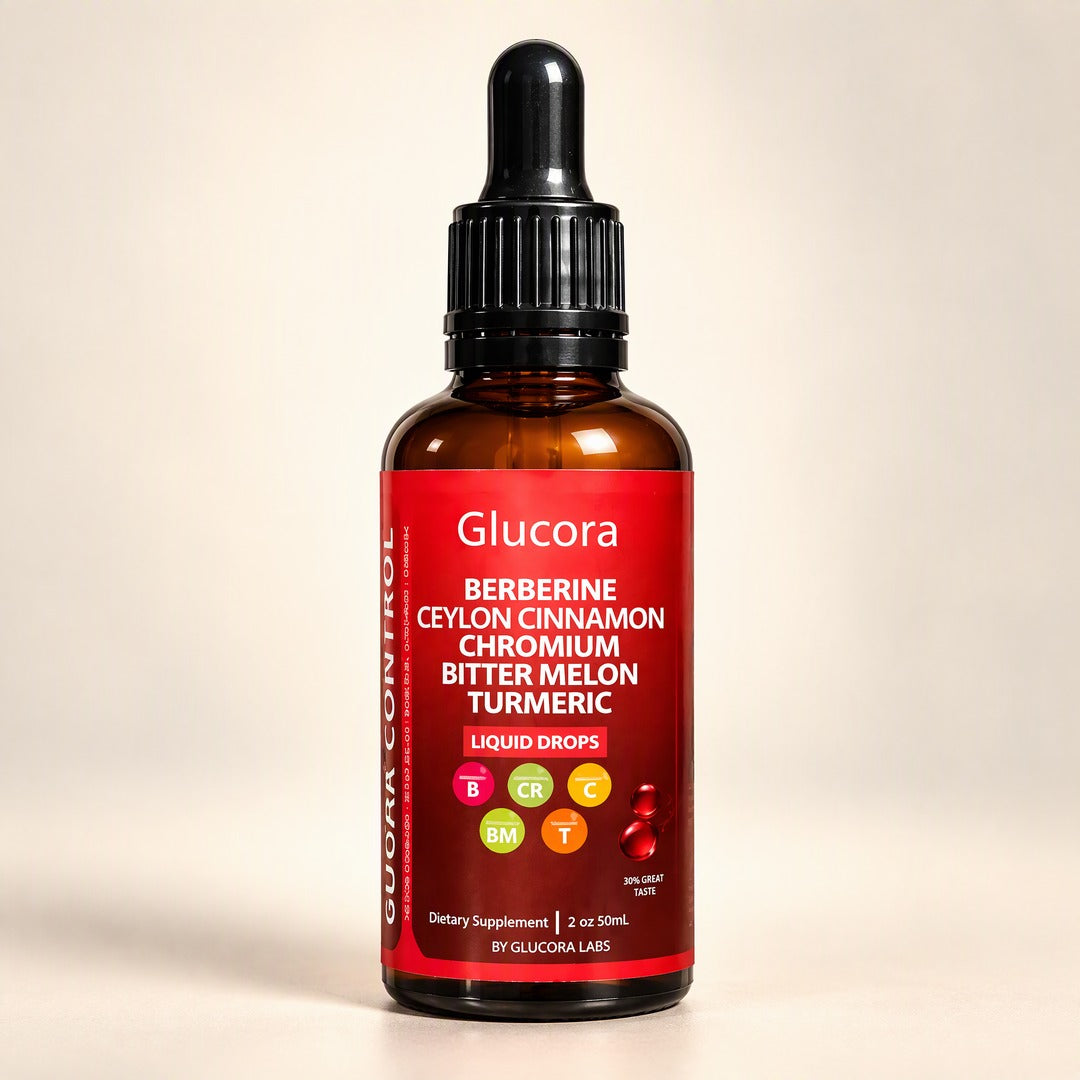 Glucora de frente: berberina, canela de Ceilán, cromo, melón amargo y cúrcuma · 50 ml