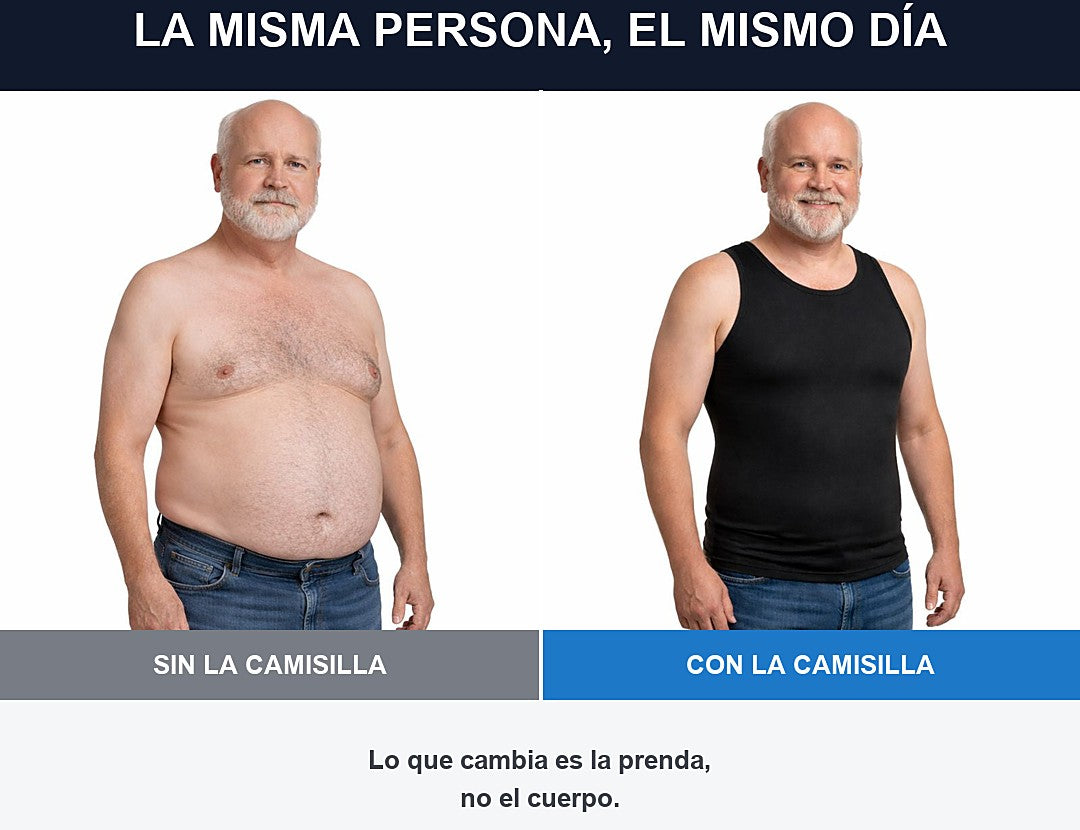 La misma persona el mismo día, sin la camisilla y con la camisilla puesta