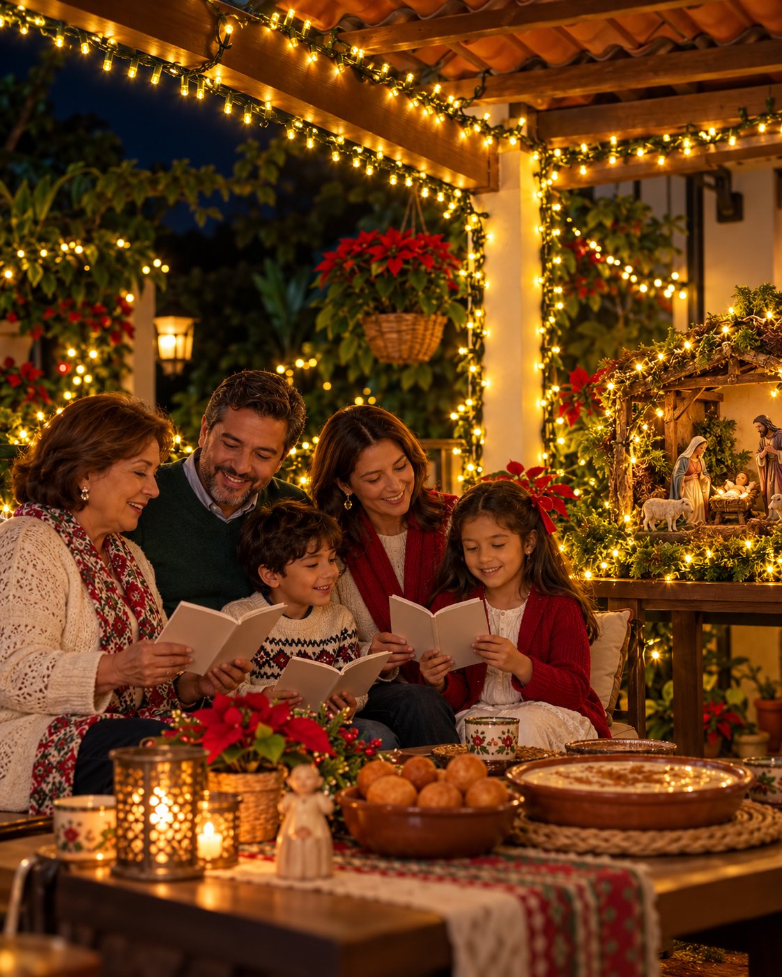 Novena en familia con luces solares