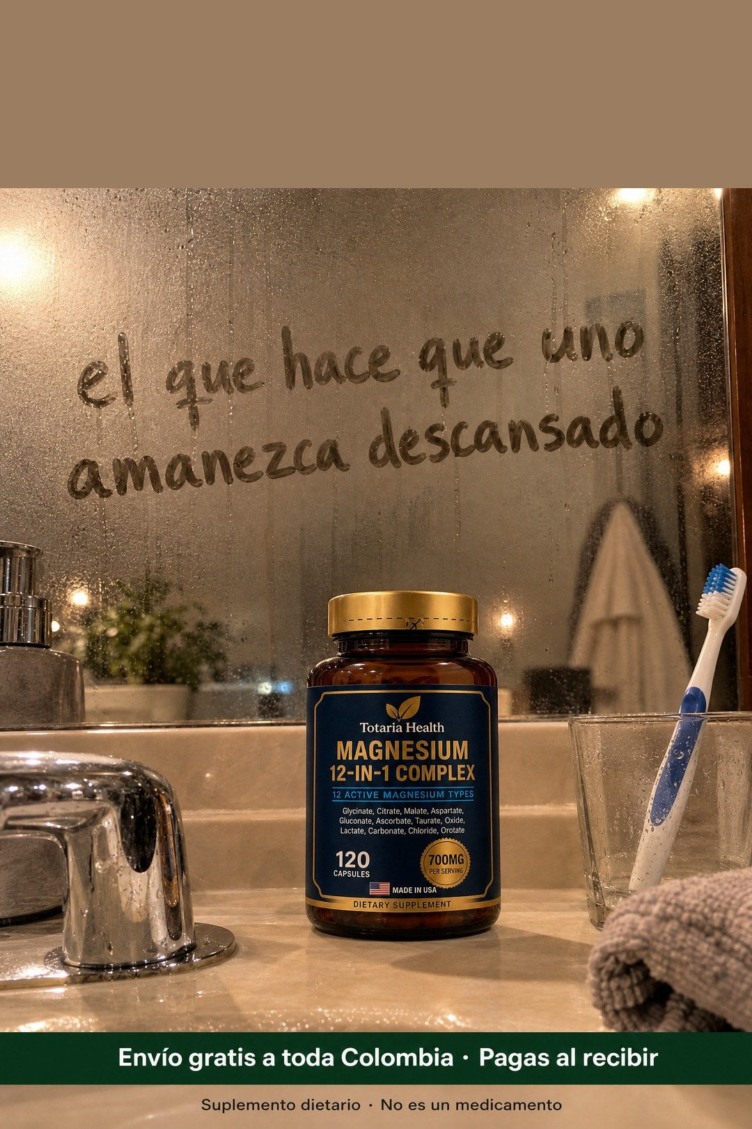 El frasco en el lavamanos, junto al cepillo: el que hace que uno amanezca descansado