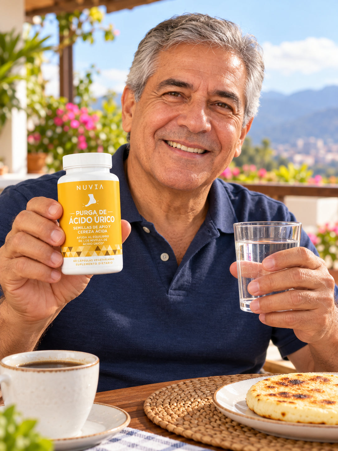En el desayuno de la terraza