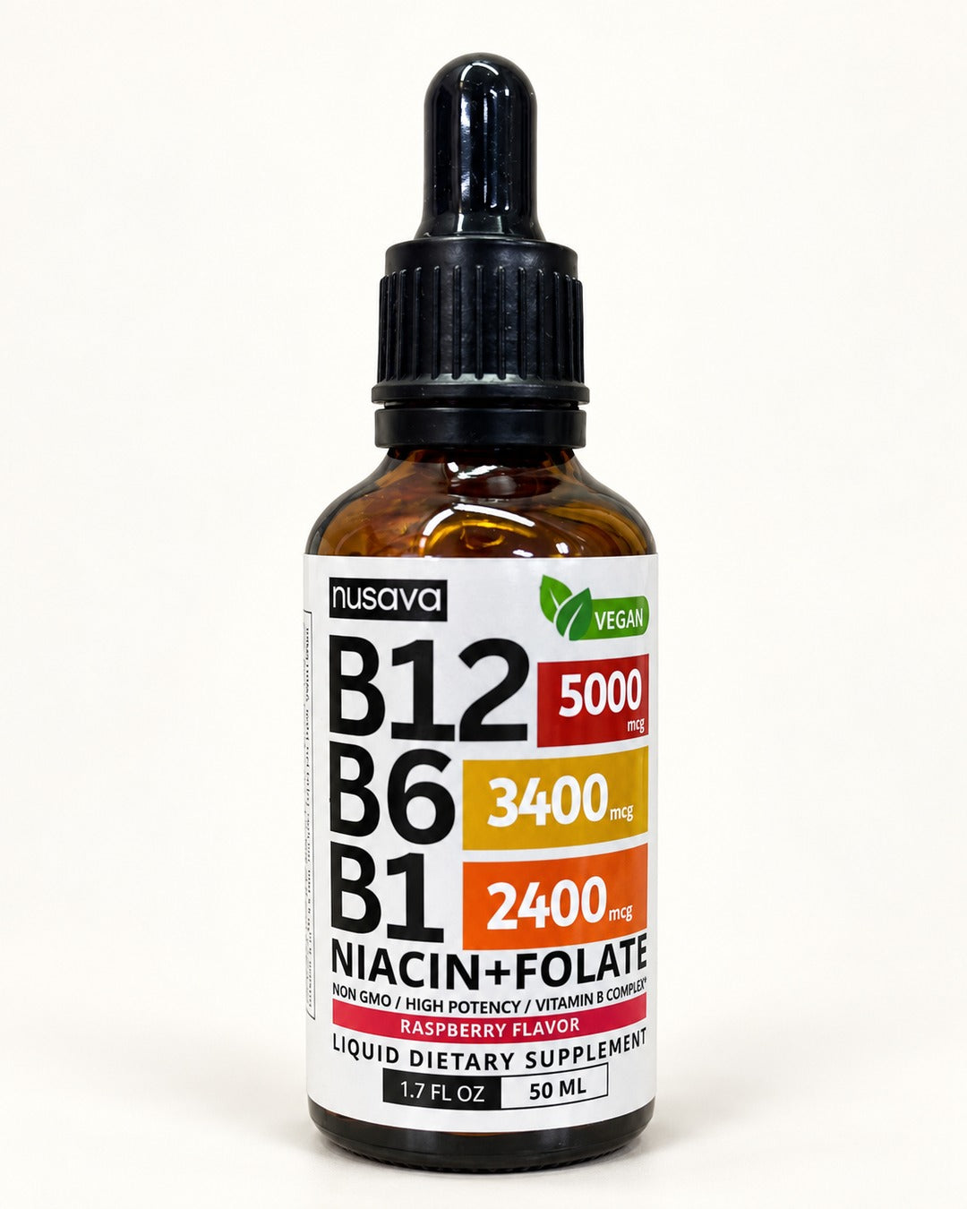 Nusava B12 5000 mcg · B6 · B1 · niacina + folato · 50 ml