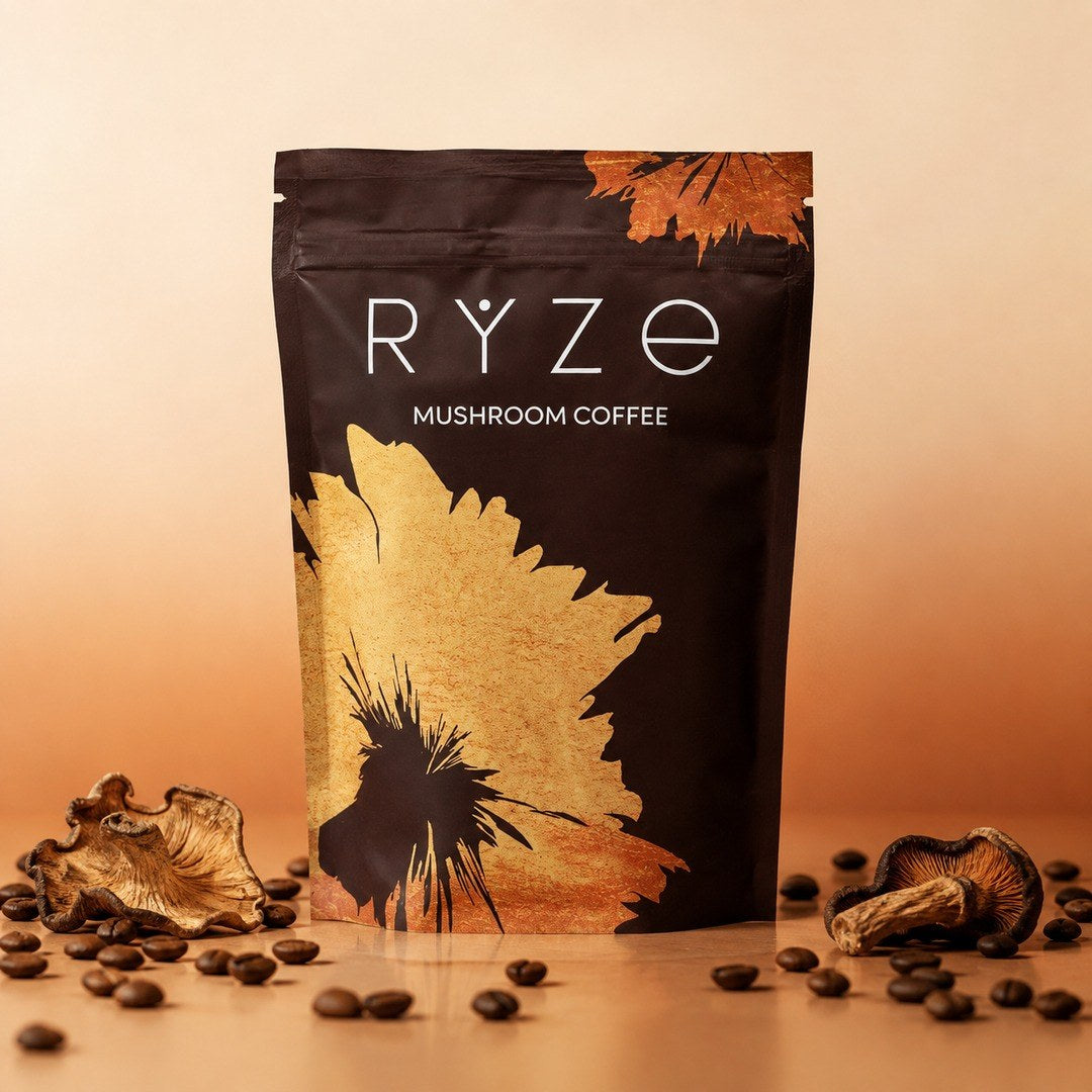 Café RYZE Mushroom Coffee · bolsa de 6.35 oz con 30 tomas