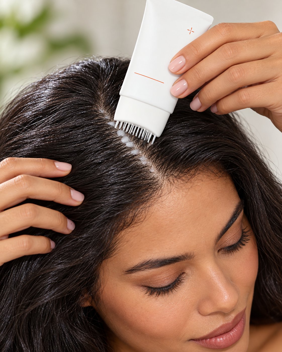 El peine reparte el sérum en la raya del cabello