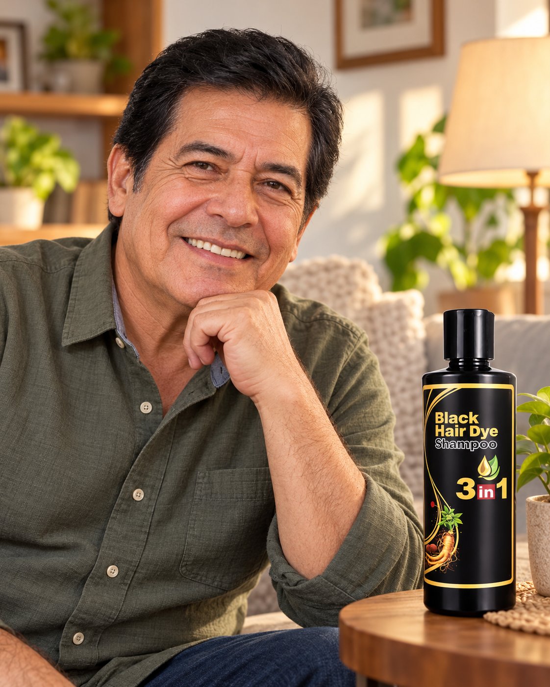 Hombre con el pelo y las patillas negras