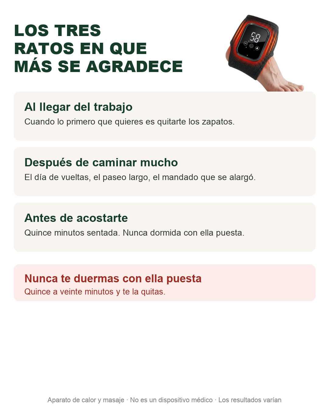 Los tres ratos en que más se agradece, y el aviso de no dormirse con ella